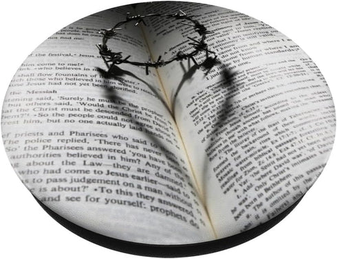 Bible Pages with Crown of Thorns Forming a Heart Shadow PopSockets PopGrip: Swappable Grip for Phones & Tablets PopSockets Adhesive PopGrip...