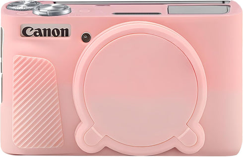 Camera Case, Soft Silicone Protective Case for Canon PowerShot SX740/ SX730 Digital Camera, Removable Lens Cover, Smoky pink...