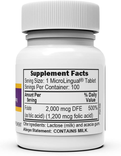 Superior Source Folic Acid Vitamin B9 1200 mcg MicroLingual Instant Dissolve Tablets Under Tongue Melts, 100 Count...
