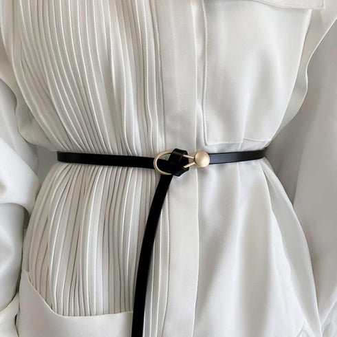Women Skinny Leather Knot Belts,Thin Waist Belt for Dress Adjustable Tie Belt for Lady Fashion Knot Belt, Black, 105CM*1.6CM...