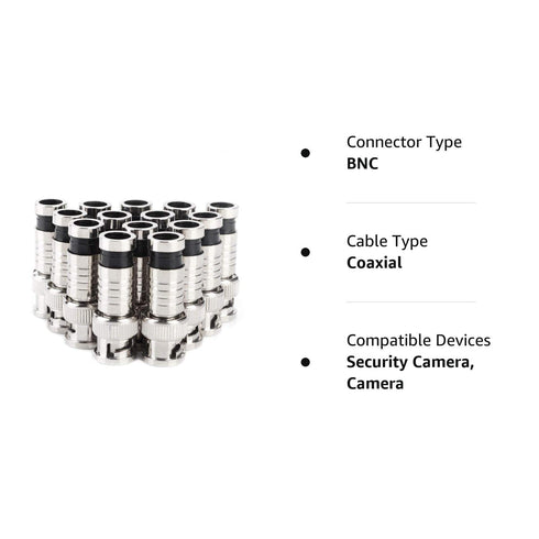 BNC Compression Connector,RG59 Crimper Video Plug Extension Coaxial Siamese Cable Connectors Coax Crimper Adapter 20PCS 75 Ohm Coupler with Copper...