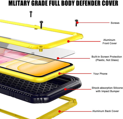 Mitywah Waterproof Case for iPhone 11 Pro, Heavy Duty Military Grade Shockproof Cover Built-in Screen Protection, Rugged Thick Full Body Protect M...