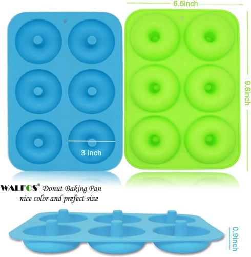 Walfos Silicone Donut Mold - Non-Stick Silicone Doughnut Pan Set, Just Pop Out! Heat Resistant, Make Perfect Donut Cake Biscuit Bagels, BPA FREE a...