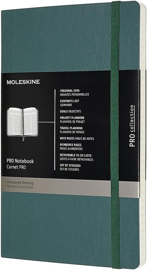 Moleskine PRO Notebook, Soft Cover, Large (5" x 8.25") Professional Project Planning, Forest Green, 192 Pages...