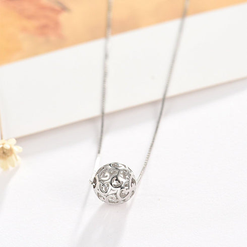 925 Sterling Silver Necklaces with Pendant Cut Beads Ball Chain Necklace for Women Charm Jewelry | Locket Necklace | Silver Necklace for Women | S...