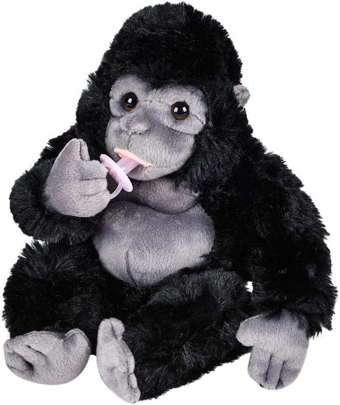 Forest & Twelfth Kids 8” Plush Baby Gorilla with Pacifier, Stuffed Zoo Animal Toy, Cute & Lightweight Cuddle Buddy for Kids Aged 3+ Years, Great A...