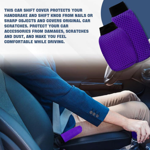 Car Gear Shift Cover Set, Handbrake Cover Gear Cover Set, Car Gear Shift Knob Cover & Car Handbrake Cover, Anti-Slip Handbrake Gear Shift Protecto...