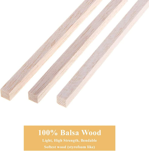 Balsa Wood Sticks 1/4 Inch Square Dowels Strips 12" Long - Pack of 30 by Craftiff...