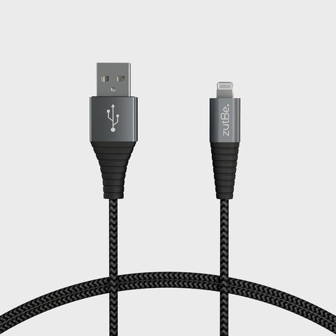 Shield Silver&Black MFi Certified Lightning Cable, Reinforced Braided Kevlar Charger Compatible with All iPhone 12, SE, 11, X, 8, 7, 6, iPad, iPod...