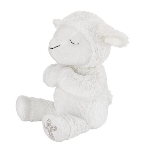 Little Love by NoJo Baptism White Plush Lamb with Praying Hands and Embroidered Cross...