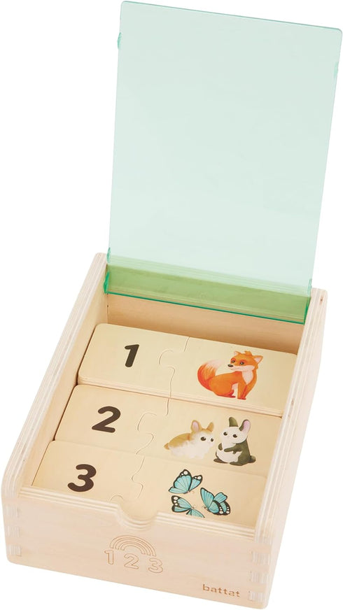 Battat – One-Match Puzzle – Numbers Wooden Puzzle for Toddlers – Wooden Toys – Educational Toys – 3 Years + – Self Correcting Puzzles with Storage...