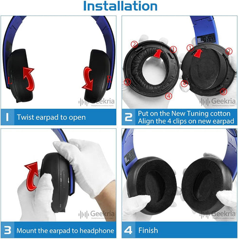 Geekria QuickFit Replacement Ear Pads for Sony PlayStation Gold Wireless Stereo CECHYA-0083 Headphones Ear Cushions, Headset Earpads, Ear Cups Cov...