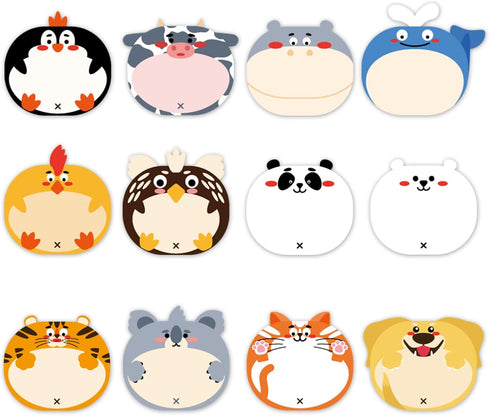 Cute Sticky Notes, 24 Pieces Cartoon Animals Sticky Kawaii Notes Fun Sticky Notes Cute Notepads Last Day of School Stationery Supplies for Office ...