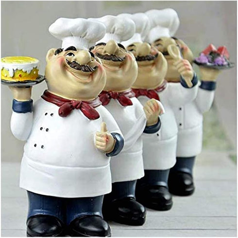 American Holding Spoon Resin Chef Figurine Model Cooking Crafts Statue Ornament for Home Bar Shop Restaurant Coffee Tabletop Kitchen Housewarming ...