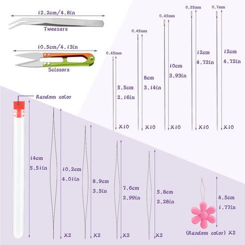 58 Pcs Beading Needles Set,50 Pcs Long Straight Beading Thread Needles, 8 Pcs Big Eye Beading Needles with Threader, Needle Bottle, Yarn Scissors,...