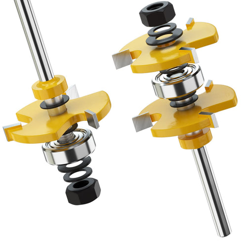 1/4 Inch Shank Matched Tongue and Groove Router Bit Set Wood Milling Saw New Woodworking Tools 3 Teeth T Shape Wood Milling- (2 Pack)...
