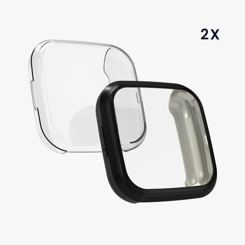 kwmobile Case Compatible with Fitbit Versa 2 Case - 2X TPU Silicone Fitness Tracker Cover - Black/Transparent...