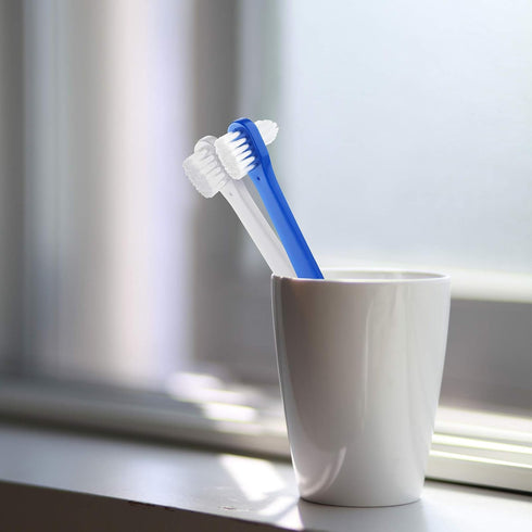 Denture Brush Dual Head Toothbrushes Hard Denture Cleaning Brush Denture Toothbrush Cleaning Brush False Teeth Brush Toothbrush for False Teeth Cl...