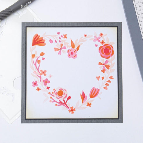 Sizzix Layered Reusable Crafts 4PK Heart Wreath by Olivia Rose | 665839 | Chapter 4 2022 Stencils, Mulitcolour...