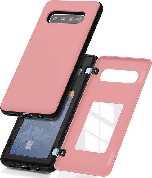 GOOSPERY Galaxy S10 Plus Wallet Case with Card Holder, Protective Dual Layer Bumper Phone Case (Pink)...