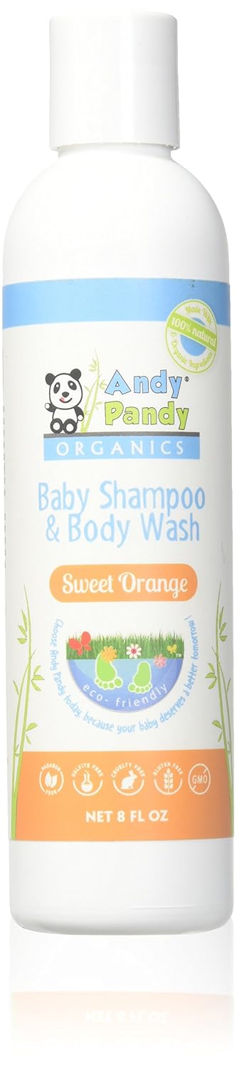 Andy Pandy Organics 100% Natural & Organic Baby Body Wash & Shampoo (8 fl oz, Sweet Orange)...