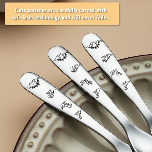 Toddler Utensils, 6 Pieces Stainless Steel Toddler silverware set, Kids Utensils Forks and Spoons, Mirror Polished Smooth Round Tableware and Dish...