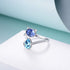 AOBOCO Sterling Silver Cat Ring, Blue Purple Crystals from Austria, Cute Pet Kitten Kitty Adjustable Open Ring, Cat Gifts for Lovers, Anniversary ...