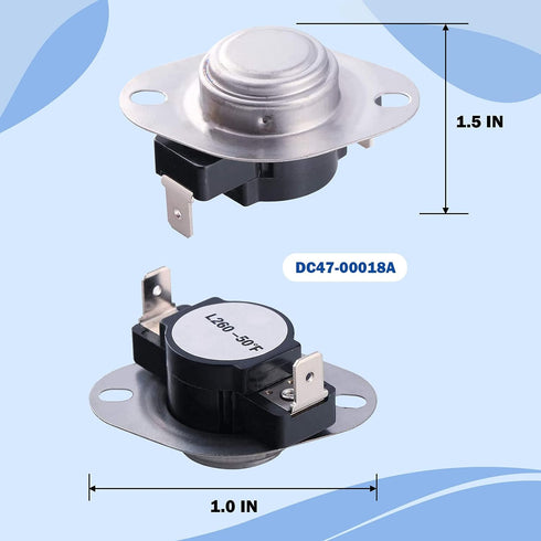 Dryer Thermal Thermostat Kit DC96-00887A & DC47-00016A Thermal Fuse & DC47-00018A Thermostat Fit for Samsung Thermal Fuse Dryer, Replacement for Samsung & Kenmore Dryers