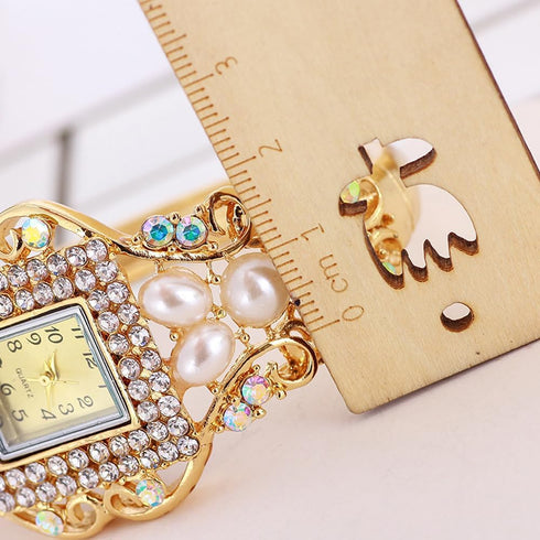 Weicam Women Bracelet Square Dial Quartz Bangle Wrist Watch Lady Diamond Pearl Jewelry Watches Gold Color...