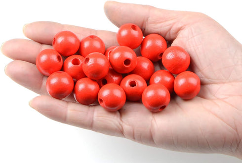 AD Beads Large Hole Wood Spacer Wooden Jewelry Making Bracelet Necklace Chandelier, Large Wooden Rosary Beads Craft Beads (16mm 100pcs, Red)...