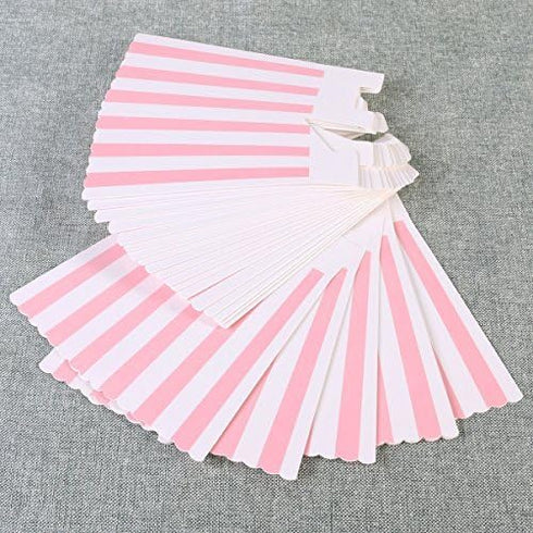BinaryABC Popcorn Boxes,Stripe Pattern Decorative Dinnerware for Party,11.5 x 5CM,24pcs,Pink...