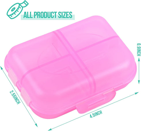 Travel Pill Organizer Small 8 Grid Compartments Pill Holder Box - Portable Medicine Container Case - Daily Weekly Medication Organizer...