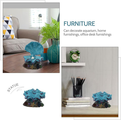 LUOZZY 2Pcs Pearl Scallop Ornaments Fish Tank Bubbler Decorations Underwater Aquarium Resin Craft Decors...