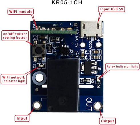 QIACHIP Home Automation Electrical WiFi Relay Module USB DC 5V Inching Selflock Dry Contact Receiver for Access Control Garage Door Computer Power...
