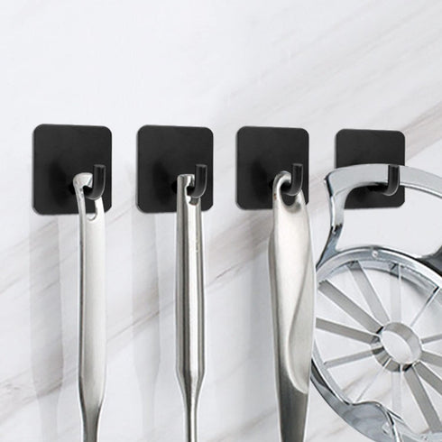 NOVEMBER SPRING Self Adheisve Hooks for Kitchen Utensils,Sticky Wall Hooks Heavy Duty for Bathroom Door Coat Hanging,no Nails Stainless Steel Pan ...