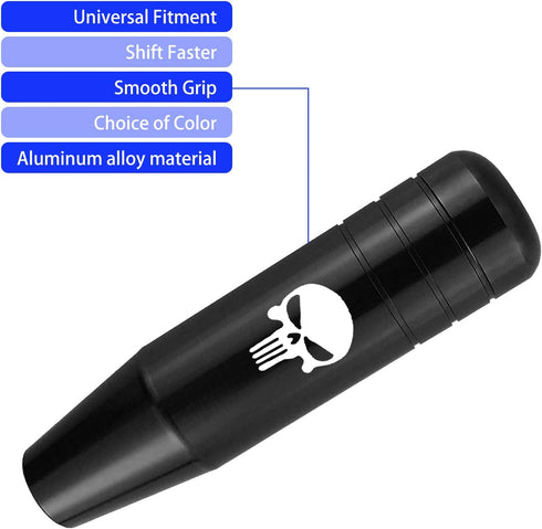 1 PC Gear Stick Shifter Knobs, Skull Design Aluminum Alloy Weighted Gear Lever Metal Stick Shifter Handle Fit for Most Automatic Manual Vehicle (B...