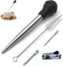 Turkey Baster for Cooking, Stainless Steel Turkey Baster Syringe with Cleaning Brush and Marinade Injector, Black...