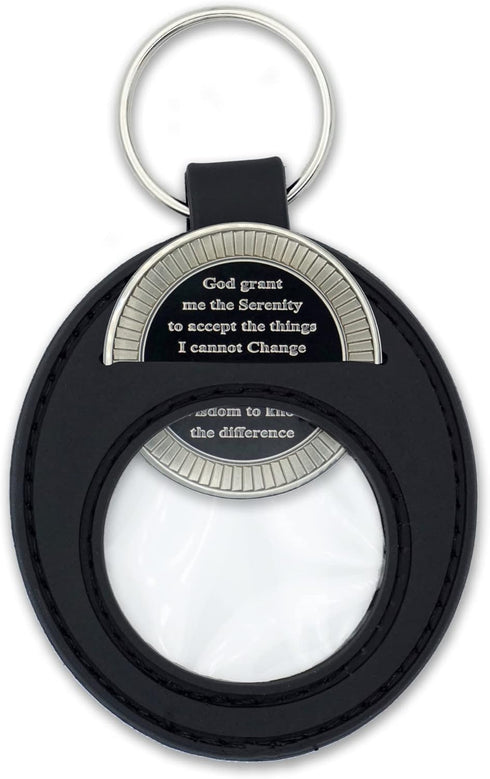 AA Coin Holder Keychain | Displays Both Sides of Sobriety Chips, Medallions, Recovery Coins, and Tokens | Also Fits Apple Airtag | Waterproof Scra...