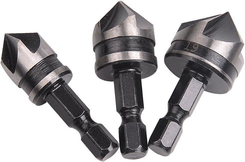 Rocaris 3 Piece 1/4" Hex 12/16/19mm Countersink Bore Set for Wood Metal Quick Change Bit...