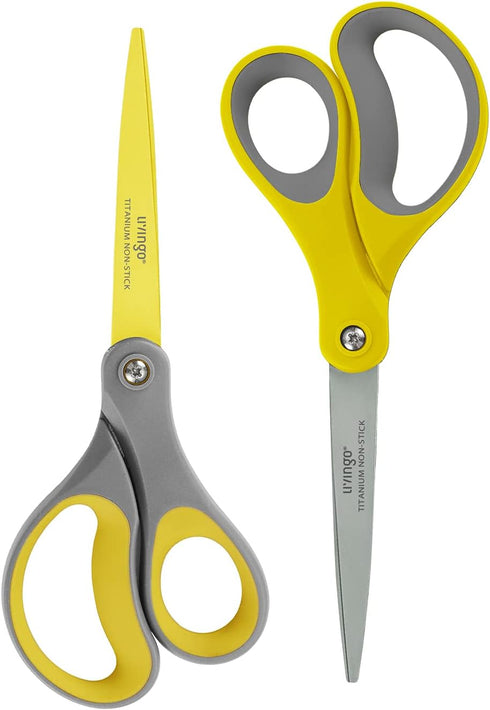 LIVINGO 8" 2 Pack Scissors, Titanium Coated Sharp Stainless Steel Non-stick Scissors All Purpose, Comfort Grip Handles Shears for Office Home Supp...