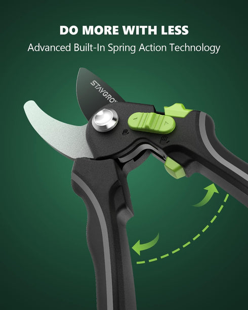 Pruning Shears for Gardening - 8.5" SK5 Garden Shears Cuts 10000+ Times Staying Sharp - Garden Scissors with One-handed Unlocking & Adjustable Han...