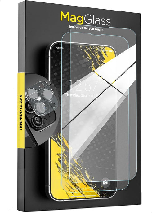 magglass Compatible with iPhone 15 Pro Screen Protector (2 Pack) Camera Lens Guard, Bubble-free Applicator Tool (High Clarity 9H Tempered Glass)...