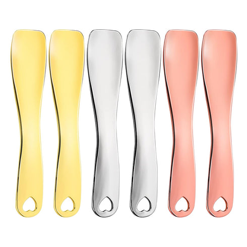 Sibba Facial Makeup Spatula Face Beauty Mask Applicator 6 Pieces Tiny Mini Gold Silver Metal Spoons Set Cosmetic Scraper Skincare Skin Cream Lotio...