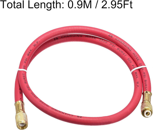 uxcell Refrigerant Charging Hose, 1/4 SAE Thread 2.95Ft Length 500PSI Tube HVAC Hoses, for Home Air Conditioner Refrigeration Maintenance, Red...