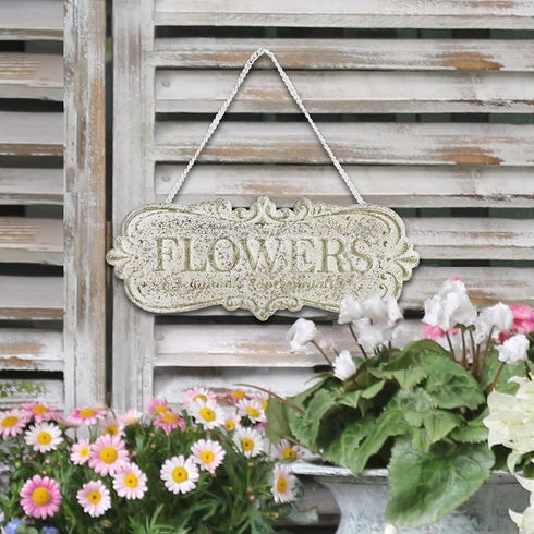 All Chic Metal Garden Sign Hanging Flower Sign Yard Sign Garden Decor Sign Door Hanger Metal Garden Decor Rustic Farmhouse Backyard Outdoor Wall D...