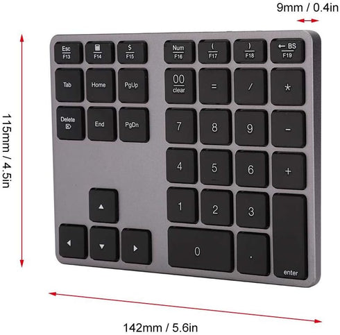 Bluetooth Numeric Keypad, 35Keys Ultra Thin Number Pad Bluetooth5.0 Rechargeable for Tablet for Windows for Laptop/Smartphone(Iron Gray)...