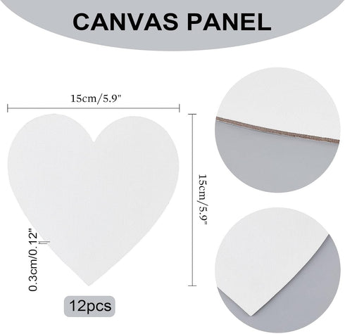 NBEADS 12 Pcs Heart Painting Canvas Panels, 5.9inch Blank Canvas Drawing Boards for Oil & Acrylic Painting Students Artist Hobby Painters and Begi...