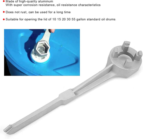 Akozon Drum Wrench, Aluminum Oil Drum Bung Wrench Spanner for Opening Lid of 10 15 20 30 55 Gallon Standard Plug...