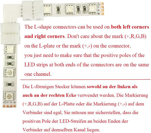10pcs 4 Pin LED Strip Corner Connector for SMD 5050 RGB LED Strip Light 10mm Wide LED Tape Connector Solderless RGB 5050 LED Ribbon L Shape Connec...