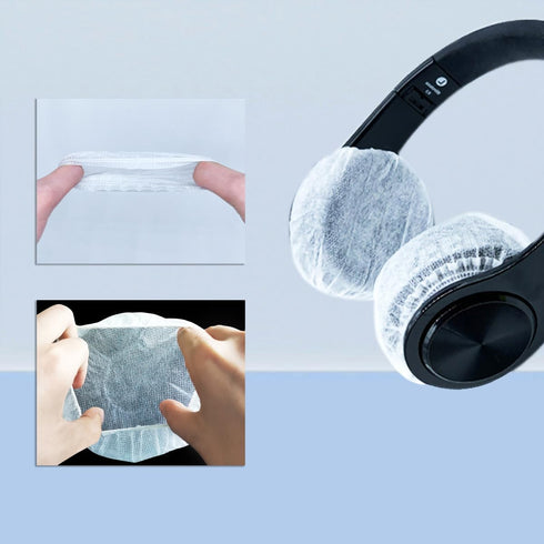 Headphone Covers, 100pcs Disposable Ear Covers Made of High Elastic Non-Woven Fabric, Perfect for Ear Headphones with 3.15”-4” Earpads (White)...